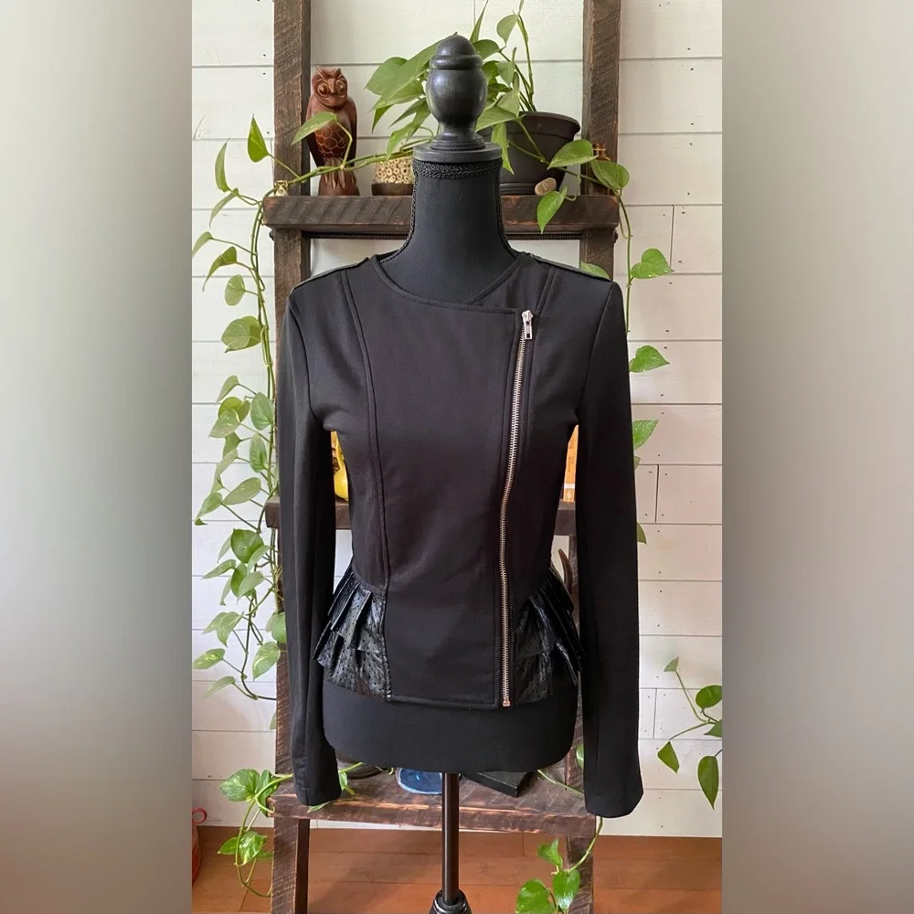 Olsenboye: Black Women's Baddie Jacket with Pleated Detail